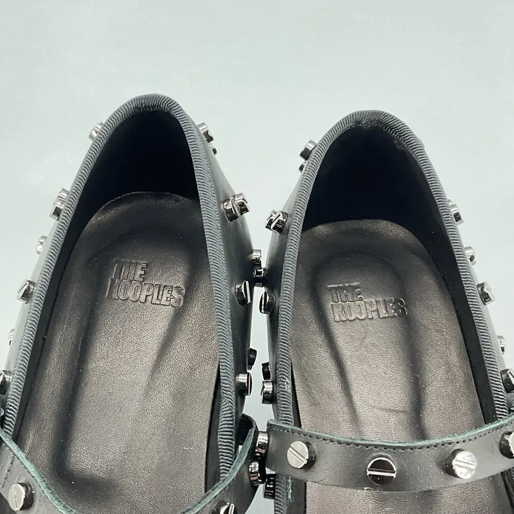 NEW The Kooples Women's Studded Leather Mary Jane Pumps Black Size 8